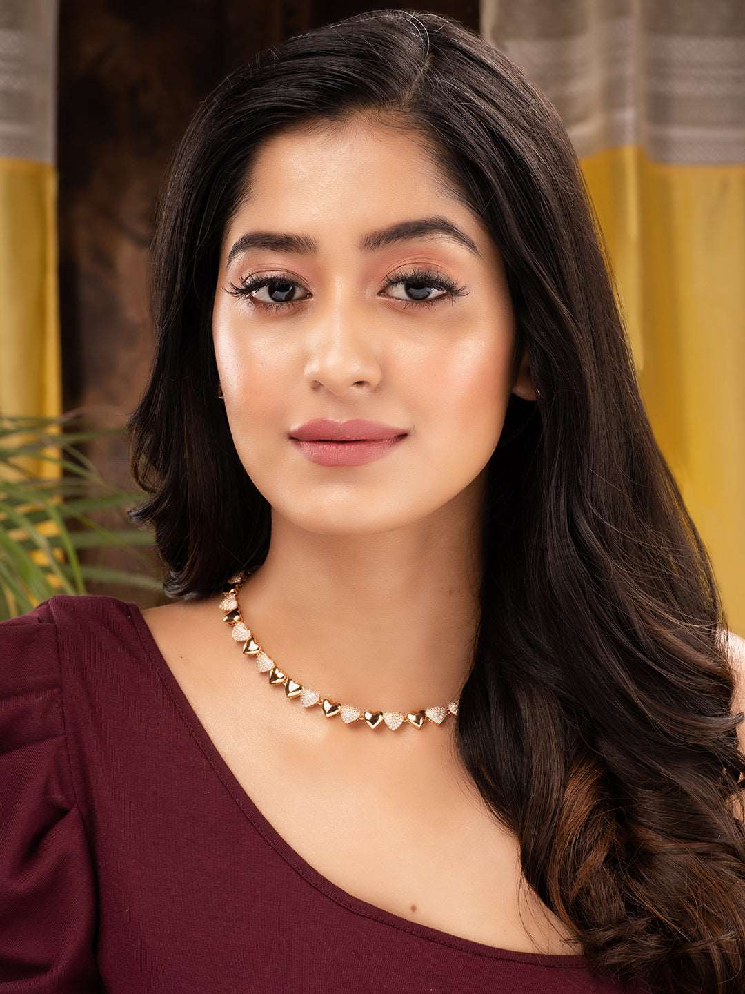 Gold Plated AD Studded Heart shaped Handcrafted Necklace Jewellery Set, zaveri pearls, sale price rs, sale price, sale gold plated, sale gold, sale, rubans, ring, regular price, priyassi jewe